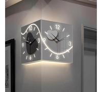 Horloge murale double face, design silencieux sans tic-tac, décoration moderne lumineuse pour la maison et le bureau
