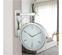 Horloge murale double face vintage en métal à suspendre - Décoration murale industrielle - Horloges murales pour salon