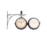 Horloge murale double face Vintage Metal Silent Easy Lire deux visages Station Horloge créative à 360 degrés Rotate Horloge pour intérieur facile à accrocher