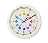 Horloge murale "Easy Learning" (horloge d'apprentissage analogique, pour enfants, pour apprendre l'heure, cadran d'apprentissage de diamètre 30 cm, silencieu) Blanc
