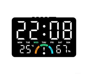 Horloge murale électronique ABS Affichage de la date et de la température | Indicateur de niveau de confort, état sec et humide, surveillance de l'environnement, sensibilisation à la santé