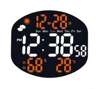 Horloge murale électronique avec conditions météorologiques, affichage LED vibrant, double alarme, moniteur de température et d'humidité, télécommande (blanc orange)