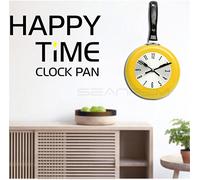 Horloge murale en acier inoxydable de four électrique, conception suspendue - horloge murale décorative, horloge murale de cuisine, chambre, bureau, café, salon ( jaune )