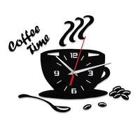 Horloge Murale en Acrylique, DIY Horloge Murale en Acrylique Moderne Muet Horloge Murale en Forme de Tasse Autocollant Mural Chiffre Creux Horloge pour Bureau, Maison, Salle de (Noir)