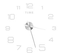 Horloge murale en acrylique, sans cadre, avec surface miroir, autocollant mural, horloge décorative pour le salon, la chambre à coucher, argent