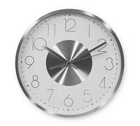 Horloge murale en aluminium argenté - Diamètre : 30 cm - Sans bruit de tic-tac - Longue durée - Style Loft - Pour salon, chambre à coucher, bureau - Silencieuse - Feng Shui (blanc argenté)
