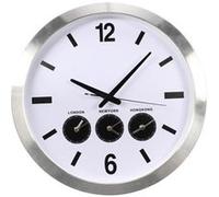 HORLOGE MURALE EN ALUMINIUM AVEC 3 FUSEAUX HORAIRES - Ø 45.5 cm Blanc G