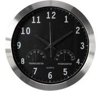 HORLOGE MURALE EN ALUMINIUM AVEC THERMOMÈTRE & HYGROMÈTRE - Ø 35.5 cm Noir G