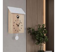 Horloge Murale en Bois Coucou à Pendule Braun Blanc Volume Réglable H 38 CM