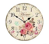 Horloge murale en bois de 30 cm avec mouvement silencieux et motif floral pour un environnement paisible à la maison ou au bureau, grands chiffres clairs