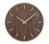 Horloge murale en bois massif Horloges murales rondes à piles Horloges murales silencieuses silencieuses, horloge murale pour décoration de salon (12 pouces / 30 cm) pour le bureau (C 14 pouces / 35,5