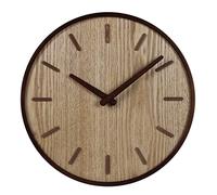 Horloge murale en bois massif Horloges murales rondes à piles Horloges murales silencieuses silencieuses, horloge murale pour décoration de salon (12 pouces / 30 cm) pour le bureau (C 14 pouces /