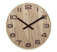 Horloge murale en bois massif Horloges murales rondes à piles Horloges murales silencieuses silencieuses, horloge murale pour décoration de salon (12 pouces / 30 cm) pour le bureau (C 14 pouces /