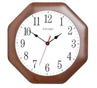 Horloge murale en bois octogonale Bayard trotteuse rouge