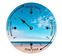 Horloge murale en bois rustique pour plage, océan, vague, bord de mer, paysage de marée, horloge de lune silencieuse sans tic-tac, horloge murale en bois pour salon, chambre à coucher, chalet, plage,