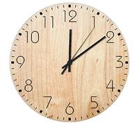 Horloge murale en bois sans tic-tac, mouvement de balayage grain de bois, style shabby chic, horloge murale rétro, décoration café pour couloir, maison, magasin automobile, 30,5 cm