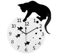 Horloge murale en forme de chat - Horloge murale silencieuse de dessin animé, horloges décoratives uniques sur le thème du chat, horloge murale décorative pour la maison, le salon, la salle de bain,