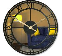 Horloge murale en métal avec surface miroir pour le salon, la chambre à coucher, le bureau, 50 cm de diamètre, design moderne