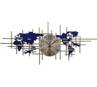 Horloge murale en métal, motif carte du monde, décoration silencieuse pour salon et bureau, 96 cm, art mural moderne