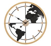 Horloge Murale en Métal "World" 60cm Noir & Naturel