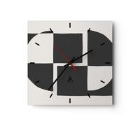Horloge murale en verre 30x30cm Abstraction Contraste Chiffres Wall Clock