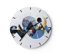 Horloge murale en verre 30x30cm Abstraction Géométrique Montagnes Wall Clock