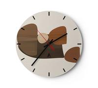 Horloge murale en verre 30x30cm Abstraction Marron Minimalisme Wall Clock