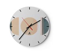 Horloge murale en verre 30x30cm Abstraction Roue Demi-cercle Wall Clock