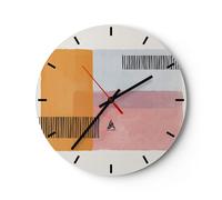 Horloge murale en verre 30x30cm Aquarelle Rectangles Lignes Wall Clock