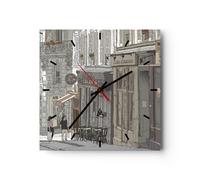 Horloge murale en verre 30x30cm Architecture Dessin Montmartre Wall Clock