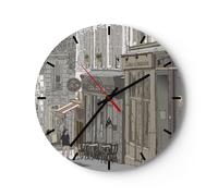 Horloge murale en verre 30x30cm Architecture Dessin Montmartre Wall Clock