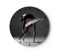 Horloge murale en verre 30x30cm Ballerine Figure Noir Et Blanc Wall Clock