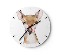 Horloge murale en verre 30x30cm Biche Graphiques Pour Enfants Wall Clock