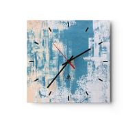 Horloge murale en verre 30x30cm Bleu Peintures Arrière Plan Wall Clock