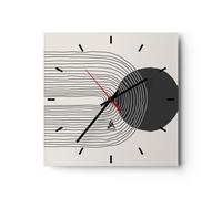 Horloge murale en verre 30x30cm Boho Abstraction Géométrie Wall Clock