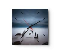 Horloge murale en verre 30x30cm Brise Lames Brouillard Nuit Wall Clock
