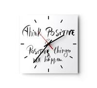 Horloge murale en verre 30x30cm Devise Pensée Positivement Wall Clock