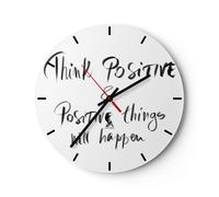 Horloge murale en verre 30x30cm Devise Pensée Positivement Wall Clock