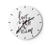 Horloge murale en verre 30x30cm Écrit à la main en direct un rêve Wall Clock