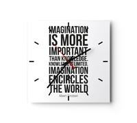 Horloge murale en verre 30x30cm Einstein Maxime Imaginaire Wall Clock