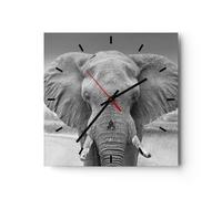 Horloge murale en verre 30x30cm Éléphant Afrique Des Animaux Wall Clock