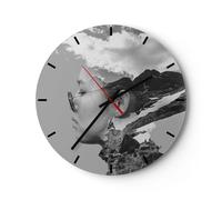 Horloge murale en verre 30x30cm Femme Moderne Noir Et Blanc Wall Clock
