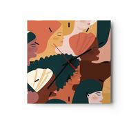 Horloge murale en verre 30x30cm Femmes Multiculturalisme Moderne Wall Clock