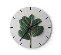 Horloge murale en verre 30x30cm Feuilles Plantes Botanique Wall Clock