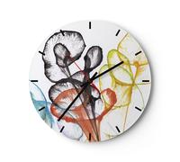 Horloge murale en verre 30x30cm Fleurs Abstraction Surréalisme Wall Clock