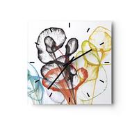Horloge murale en verre 30x30cm Fleurs Abstraction Surréalisme Wall Clock