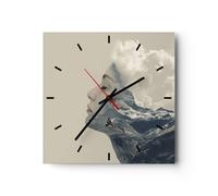 Horloge murale en verre 30x30cm Graphiques Femme Montagnes Wall Clock