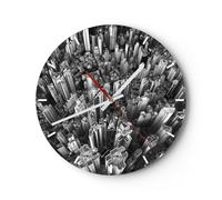 Horloge murale en verre 30x30cm Gratte Ciels Avec Montagnes Wall Clock