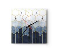 Horloge murale en verre 30x30cm L'Abstraction Chiffres Géométrique Wall Clock
