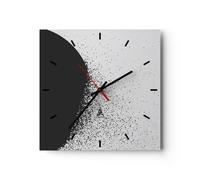 Horloge murale en verre 30x30cm L'Abstraction Noir Et Blanc Géométrie Wall Clock